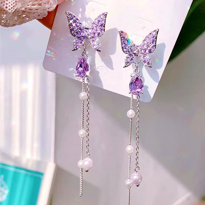 Pearl Tassels Butterfly earrings