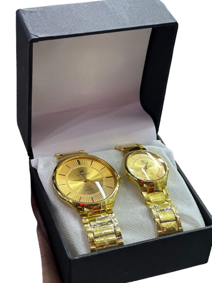 New Stylish Two Tone Couple Watch