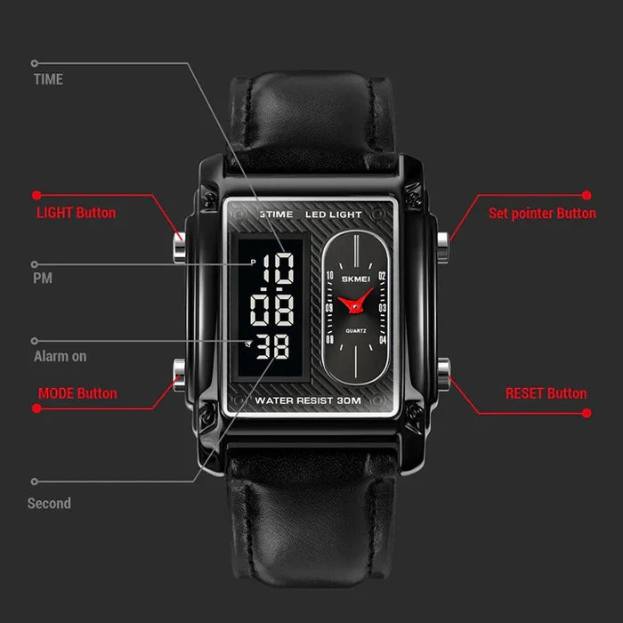 Casual Three Time Digital Analog Luxury Watch