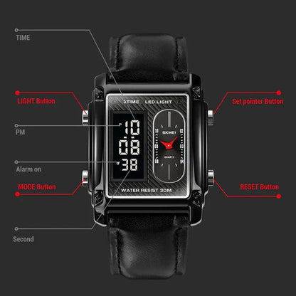 Casual Three Time Digital Analog Luxury Watch