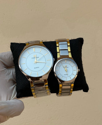 New Stylish Two Tone Couple Watch