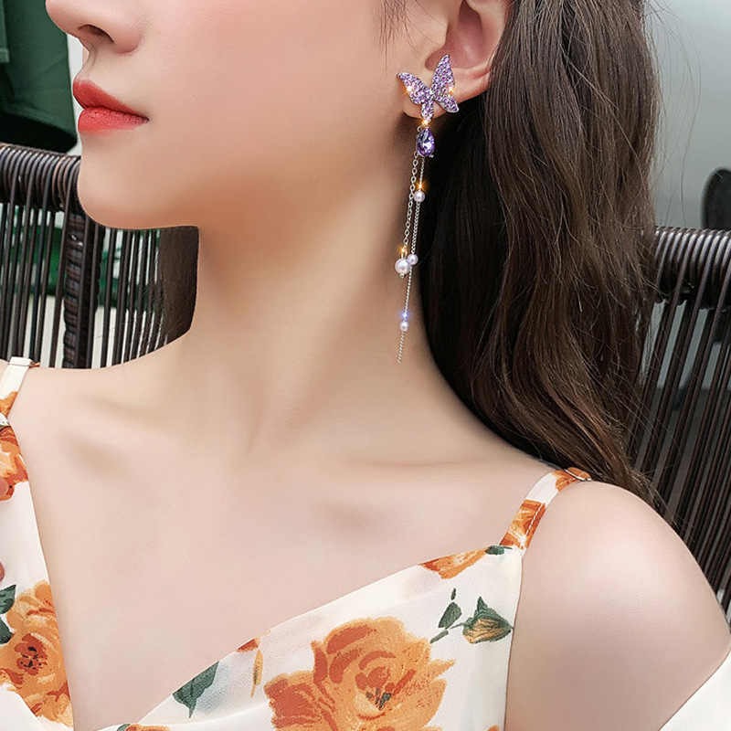 Pearl Tassels Butterfly earrings